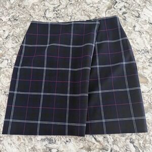 Banana Republic Blue Windowpane Plaid Skirt Academia Preppy Collegiate 8 Tall